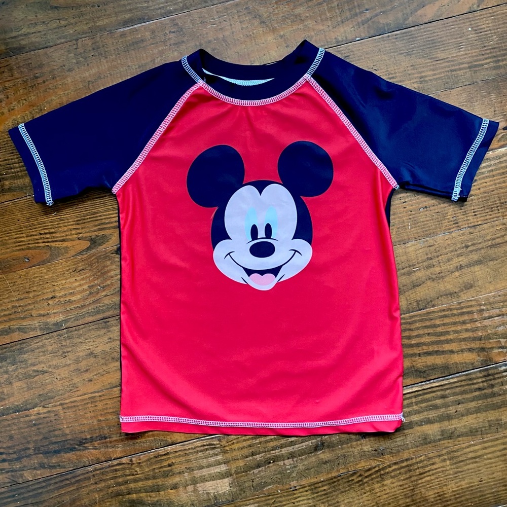 Mickey Mouse 5T Rash Guard/Activewear Tee - raglan sleeve